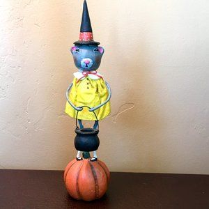 LORI MITCHELL Halloween “ Miss Bubble & Squeak” Mouse Standing On A Pumpkin